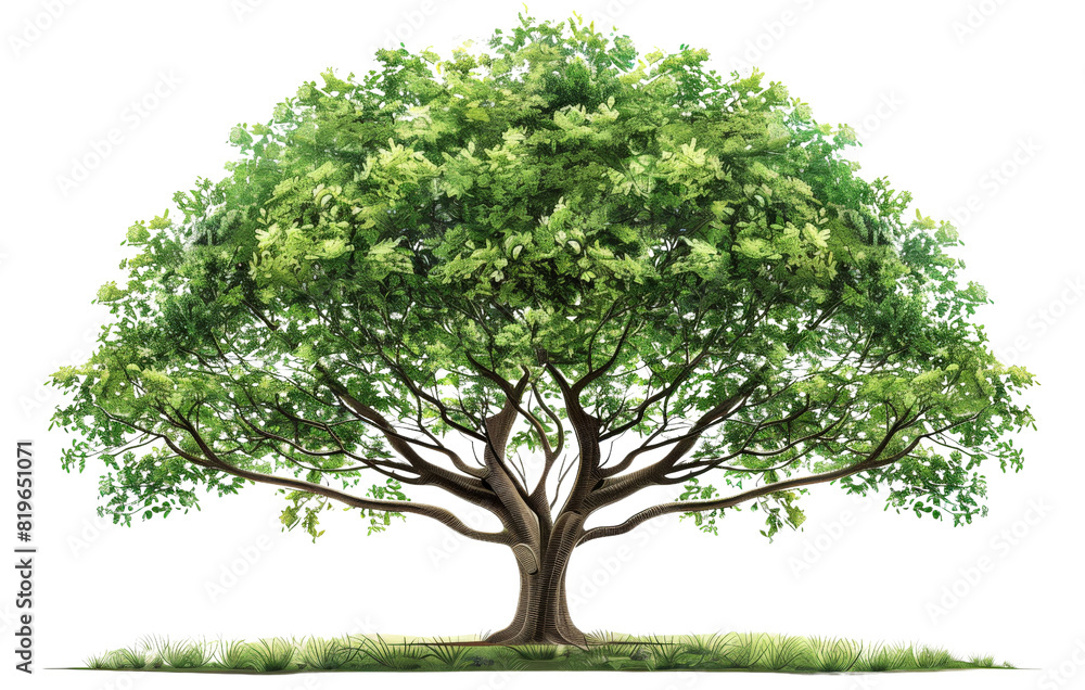 Lush green tree with a broad canopy and sturdy trunk, isolated on a white background, symbolizing strength, growth, and nature. Lush green tree with a broad canopy and sturdy trunk, isolated on a white background, symbolizing strength, growth, and nature.