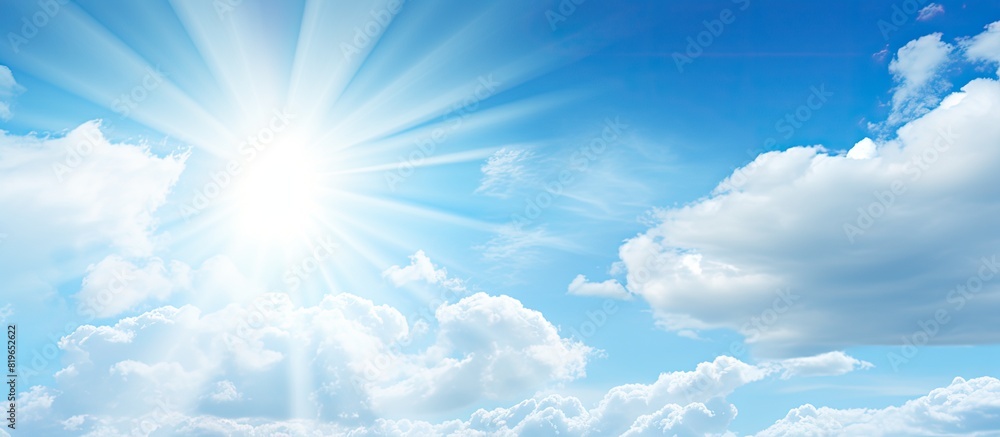 Fototapeta premium Sunny blue sky and sun complete the scene Text can be added against the backdrop of a copy space image