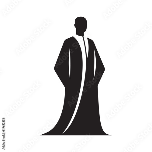 Minimalist Thobe Vector Silhouette: The Elegance and Cultural Heritage of Middle Eastern Men's Traditional Attire- Thobe Illustration - Thobe Vector Silhouette.
