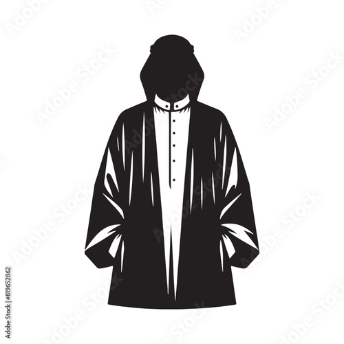 Minimalist Thobe Vector Silhouette: The Elegance and Cultural Heritage of Middle Eastern Men's Traditional Attire- Thobe Illustration - Thobe Vector Silhouette.