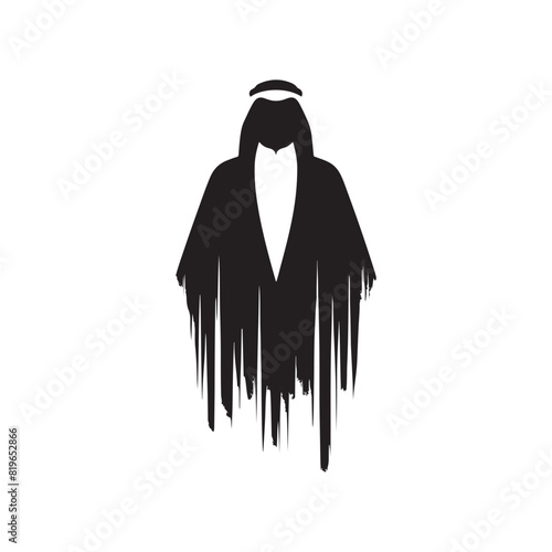 Minimalist Thobe Vector Silhouette: The Elegance and Cultural Heritage of Middle Eastern Men's Traditional Attire- Thobe Illustration - Thobe Vector Silhouette.