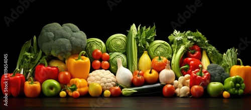 Background filled with various vegetables providing copy space image