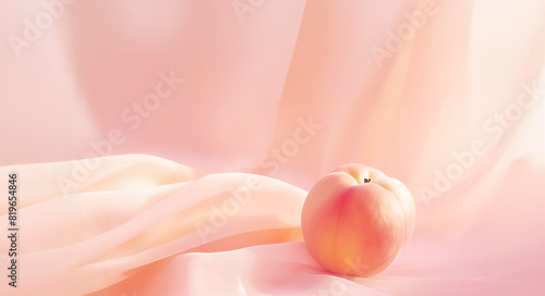 柔らかな質感を感じさせる桃と優しいピンク色の背景