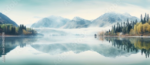 The pristine beauty of mountains rivers and lakes is captured in untouched copy space images