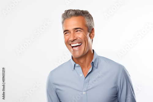 Middle aged man over isolated white background