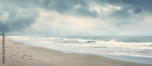 Overcast day at the beach with a copy space image photo