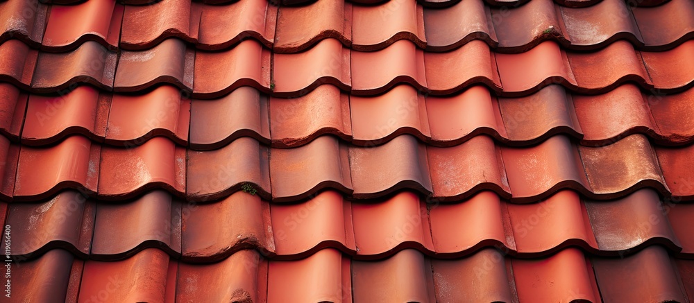Old red roof tiles background of old roof. Copy space image. Place for adding text and design