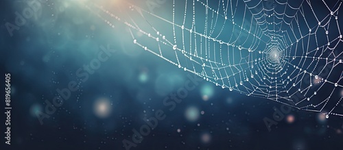 Spider on a web consuming its prey with a copy space image photo