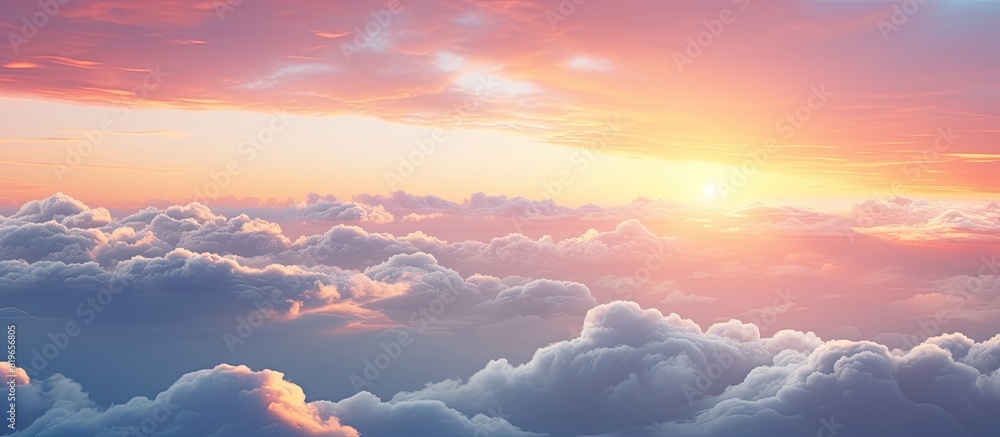 The sky with gray clouds at sunset or sunrise serves as a picturesque background for design with ample copy space image The sky with gray clouds at sunset or sunrise serves as a picturesque background for design with ample copy space image
