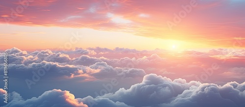 The sky with gray clouds at sunset or sunrise serves as a picturesque background for design with ample copy space image