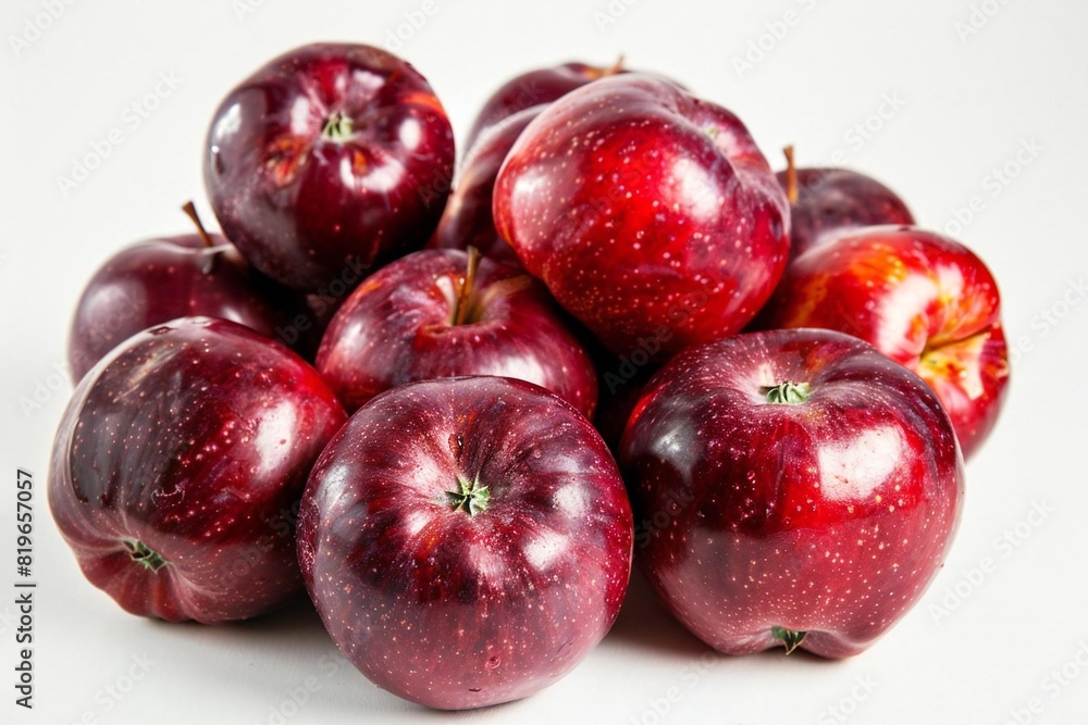 Collection of Red Apples on Bright White Background