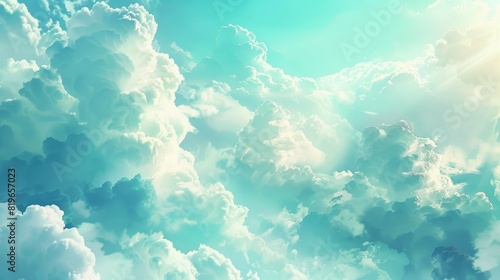 Scenic panoramic view of the cloudy sky- a beautiful texture background with fluffy clouds