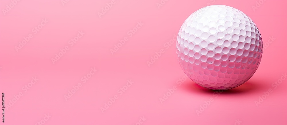 Golf ball on a pink background with copy space image for a feminine golfer theme Golf ball on a pink background with copy space image for a feminine golfer theme