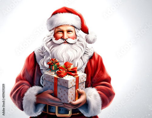 vintage style Santa Claus with a gift
