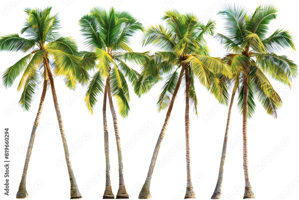 Obraz premium Tropical Trees Set Against White Background