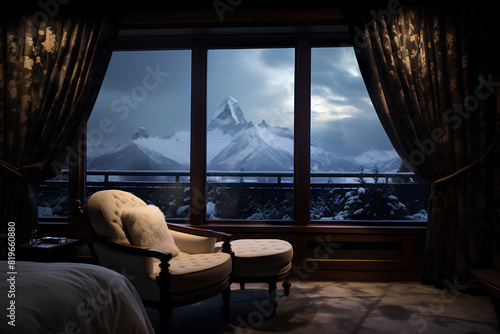 snow mountain view from the room