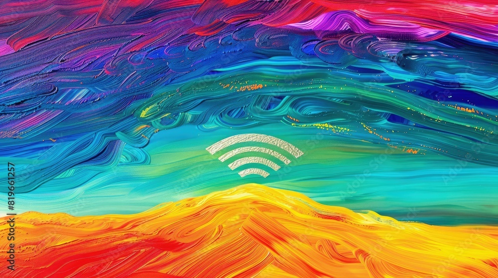 Abstract WiFi landscape in vibrant hues. 