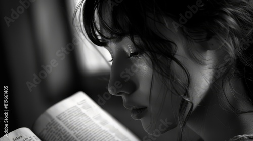 With each turn of the page, the young woman delves deeper into the mysteries of the written word, her thirst for knowledge driving her ever forward. photo