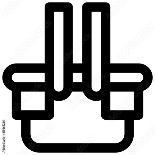 Picnic basket. Editable stroke vector icon.