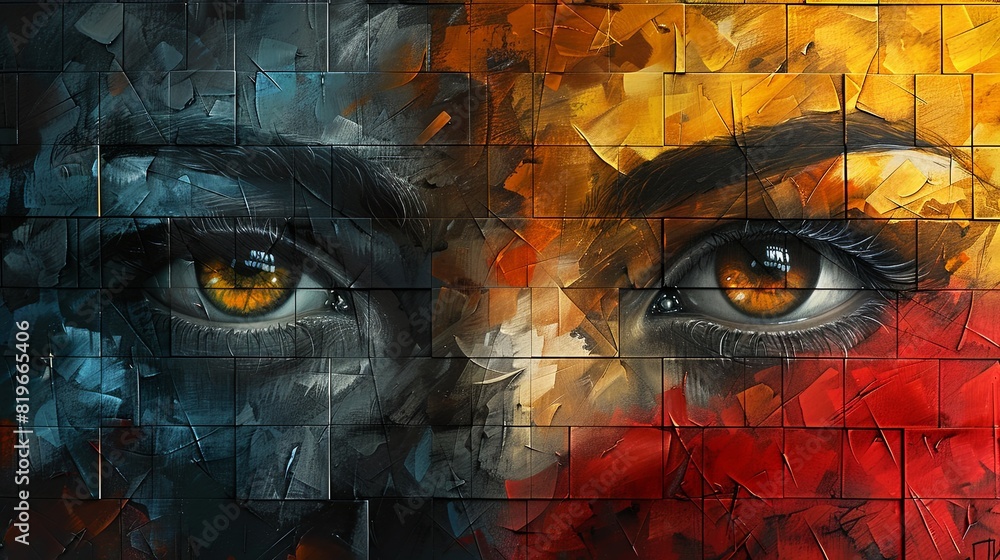 Contemporary Art Abstract Face Wall