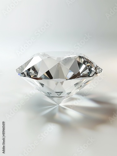 High-quality close-up of a diamond on a white background  with a 4K resolution. Create a realistic effect to capture the beauty and intensity of the gemstone