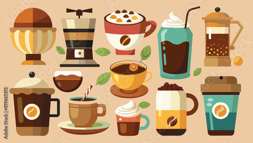 Coffee types vector set
