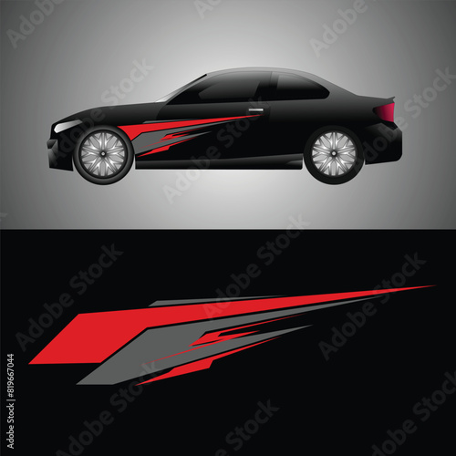 black car body wrap decal design vector. modern car decals