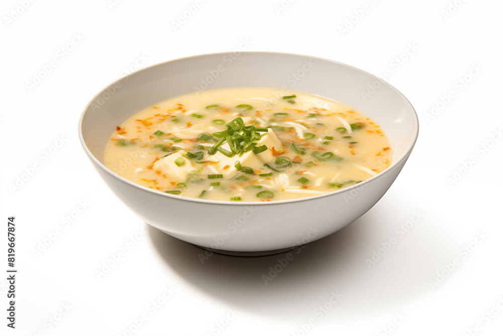 vegetable soup over isolated white background vegetable soup over isolated white background
