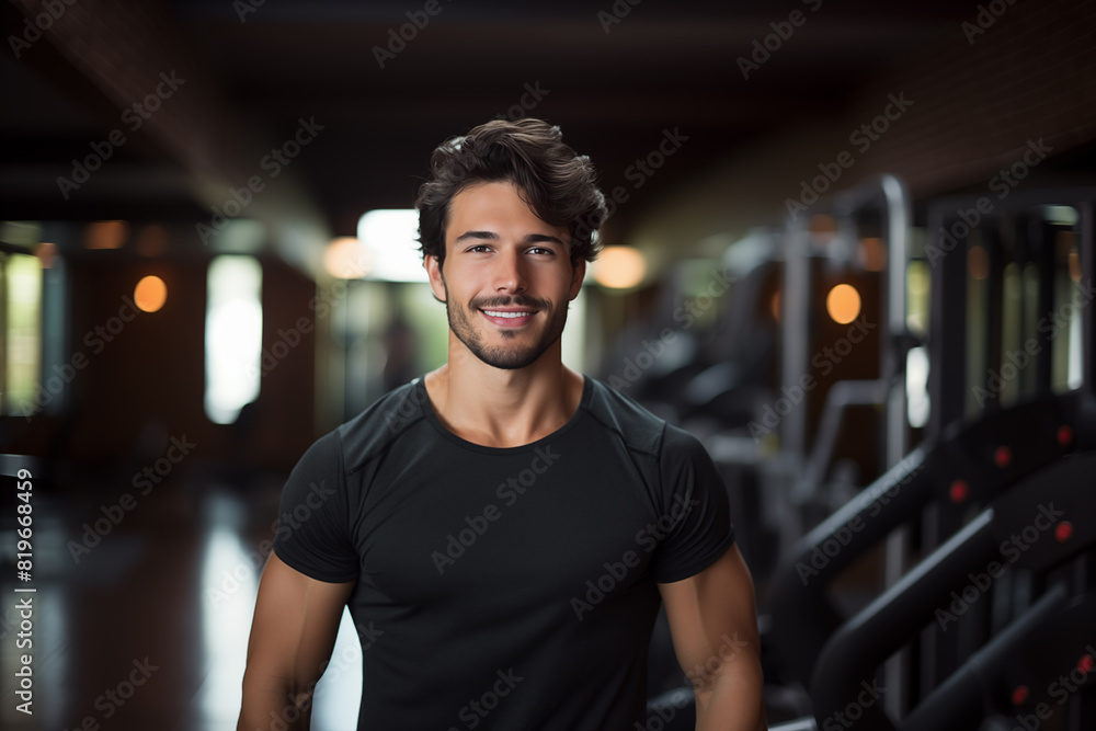 Young handsome man in sportswear in a gym Young handsome man in sportswear in a gym