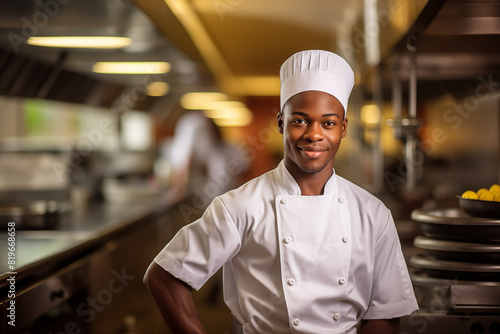 Young African American man in chef uniform
