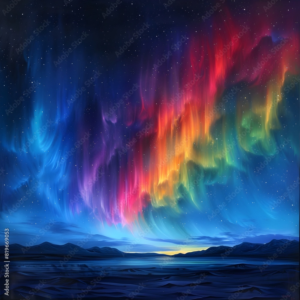 Captivating Aurora Borealis Spectacle in the Starry Night Sky