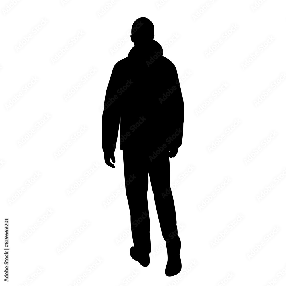 Obraz premium man walking view from the back silhouette on a white background vector