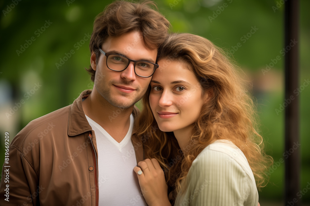 Fototapeta premium Young couple at outdoors