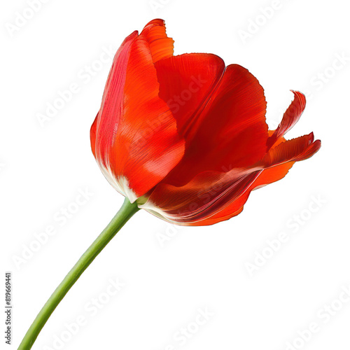 single beautiful red flower on white background 