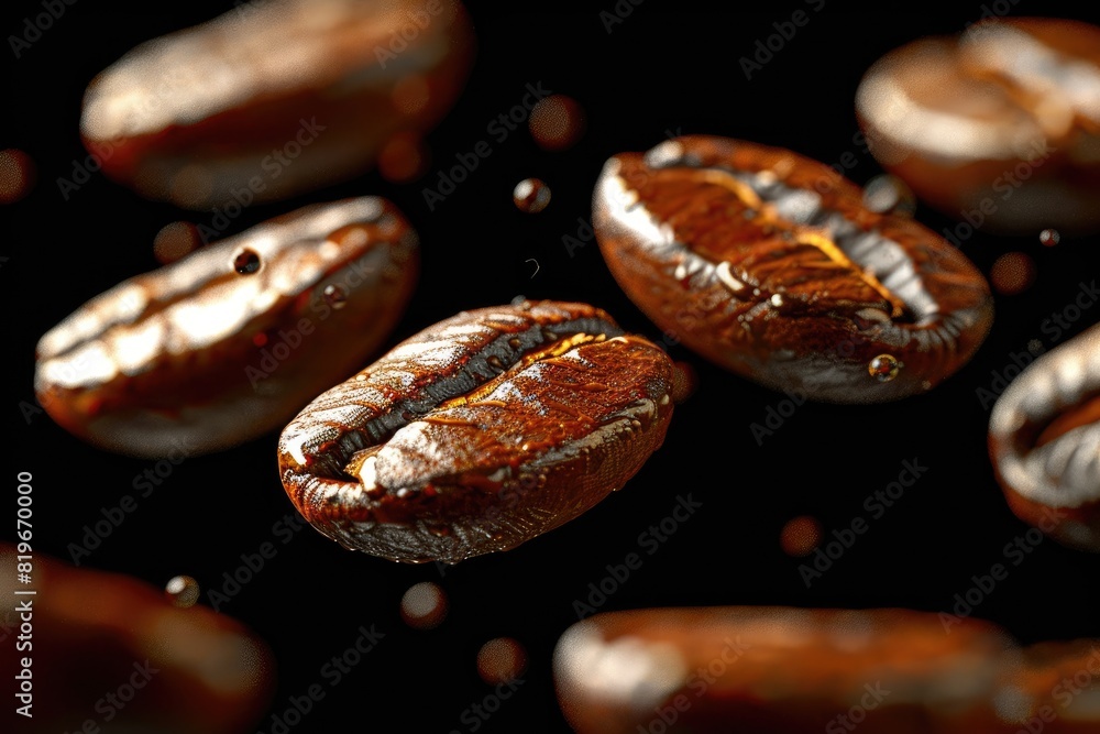 Obraz premium levitating coffee bean professional advertising food photography