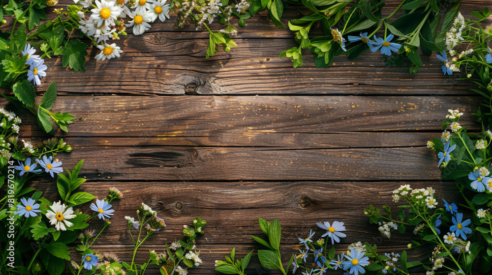Summer composition. Flowers on the edge of a flat surface. Flatlay, copy-paste. Summer composition. Flowers on the edge of a flat surface. Flatlay, copy-paste.