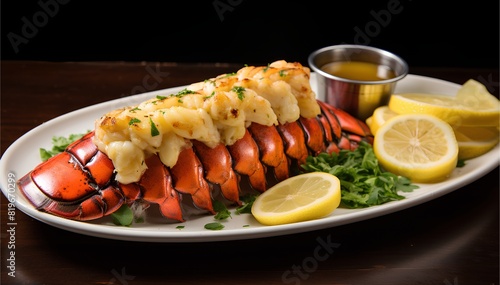 Lobster Thermidor, decadent French dish, lobster meat bathed in creamy, flavorful sauce