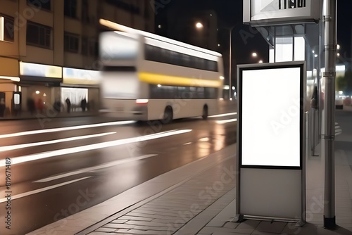blank white billboard outdoors. public information boards in cities  stations and bus stops