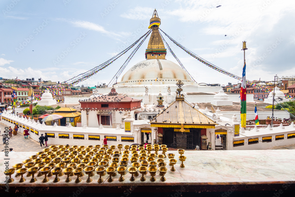 views of boudanath stupa, the biggest one in the world, nepal