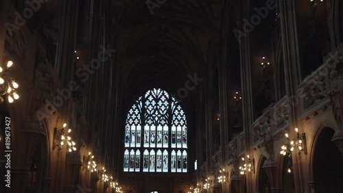 Manchester, UK - The Gothic-style interior of the John Rylands Research Institute and Library in Manchester, UK. photo