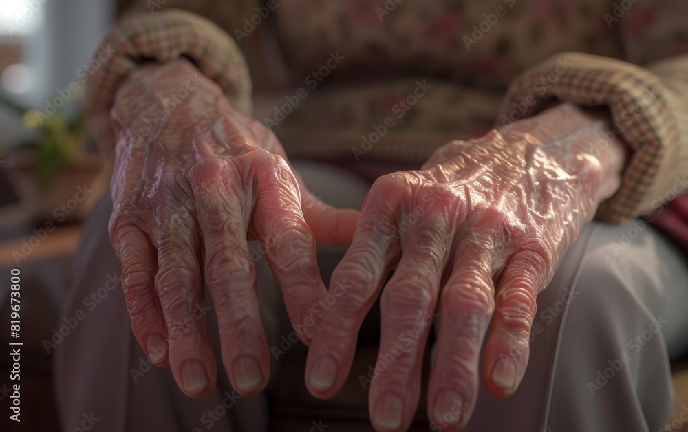 Fototapeta premium A close up of an elderly person's hands