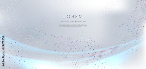 Modern futuristic blue and red dynamic wavy dotted line texture on white background with copy space for text.