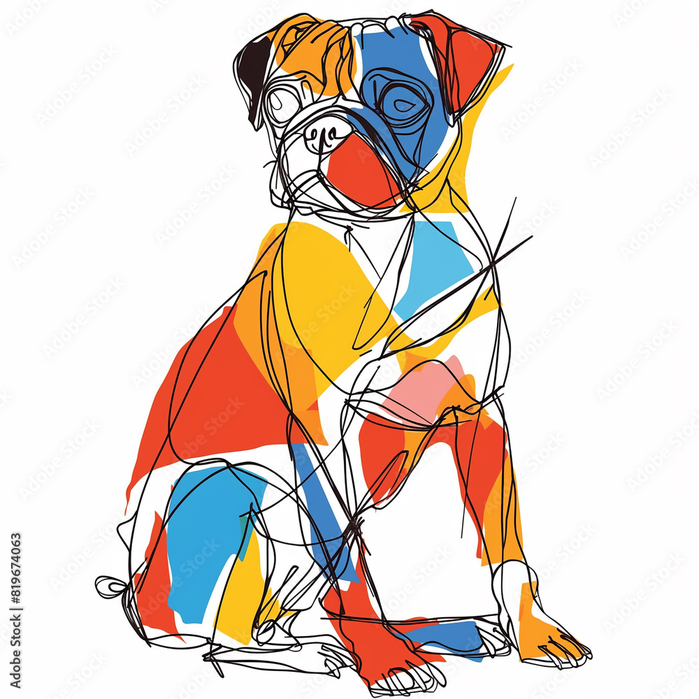 Create a Stunning One-Line Drawing of a Playful Pug Dog