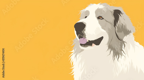 Captivating Digital Illustration Featuring a Joyful Great Pyrenees
