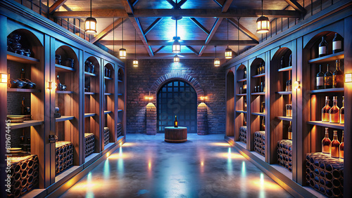 Sophisticated wine cellar with climate-controlled storage and elegant tasting area, perfect for connoisseurs