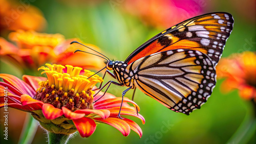 Detailed image of a butterfly's proboscis, sipping nectar from a flower