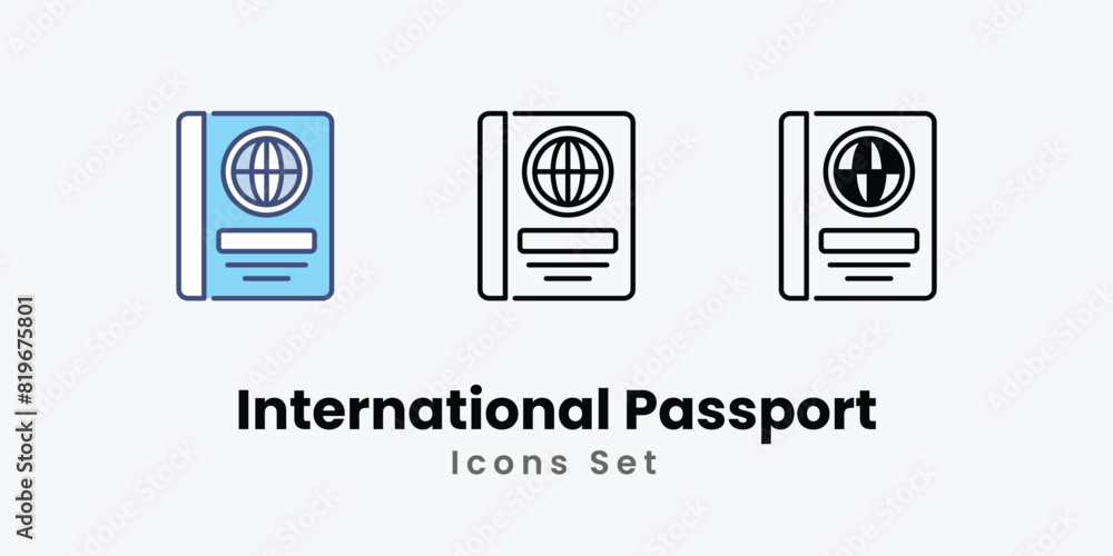 International Passport icons set vector stock illustration International Passport icons set vector stock illustration