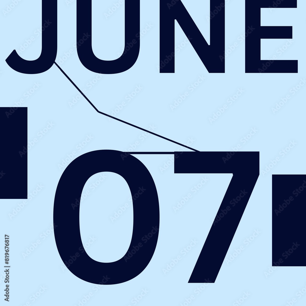 June 7 . Modern style calendar icon .date ,day, month .flat Modern
