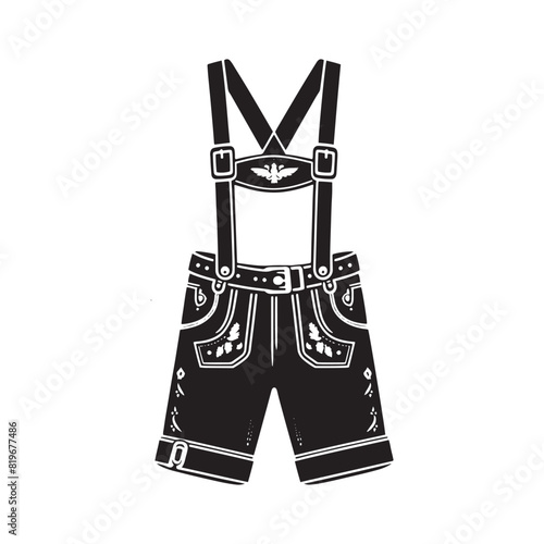 Minimalist Lederhosen Vector Silhouette- The Traditional Charm and Cultural Heritage of Bavarian Men's Attire- Lederhosen Illustration. 