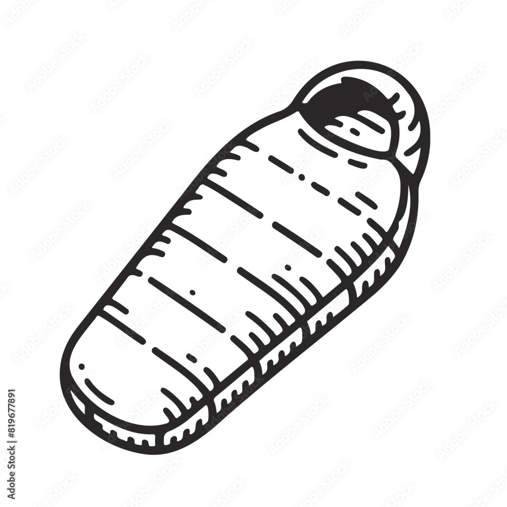 Sleeping Bag summer element line vector illustration. Sleeping Bag summer element line vector illustration.